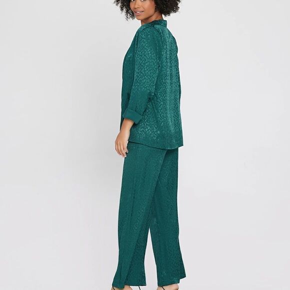 L*Space Green Bennytt Viscose Blazer Ultramarine Emerald Green Leopard Print 6 - Picture 5 of 13